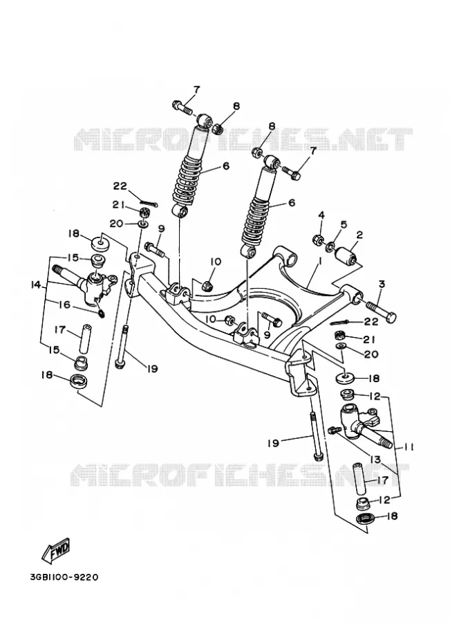 OPHANGING / WIEL VOOR Yamaha QUAD 80 1996 RAPTOR  YFM80