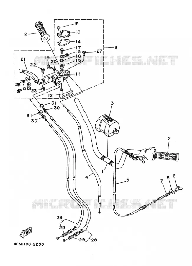 STUUR / KABEL Yamaha QUAD 80 1996 RAPTOR  YFM80