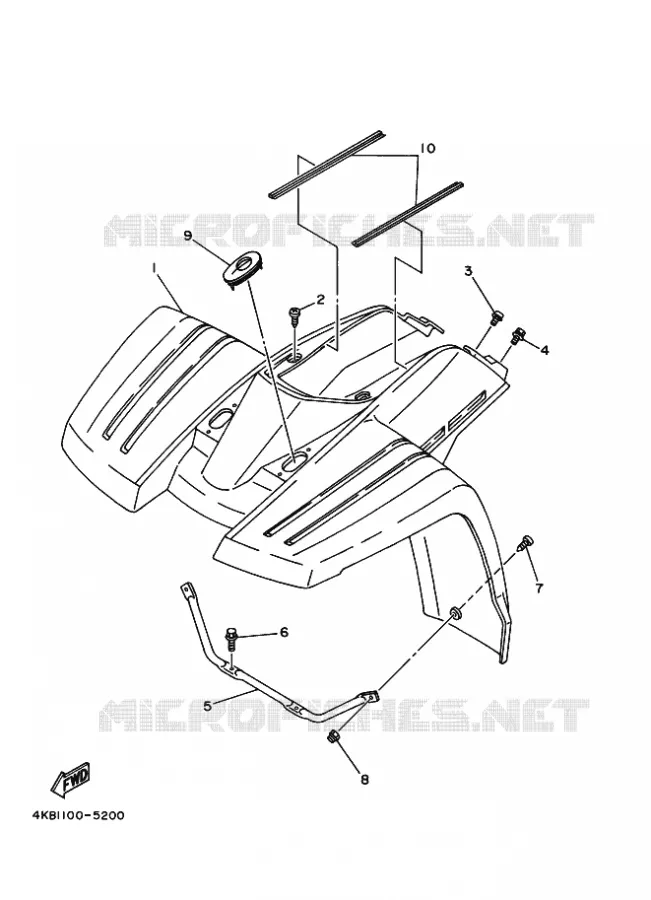 VOORSPATBORD Yamaha QUAD 350 1996 WOLVERINE  YFM350FW-X