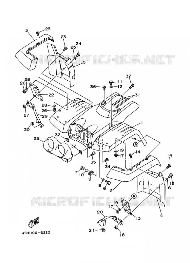 VOORSPATBORD Yamaha QUAD 400 1996 KODIAK  YFM400FW