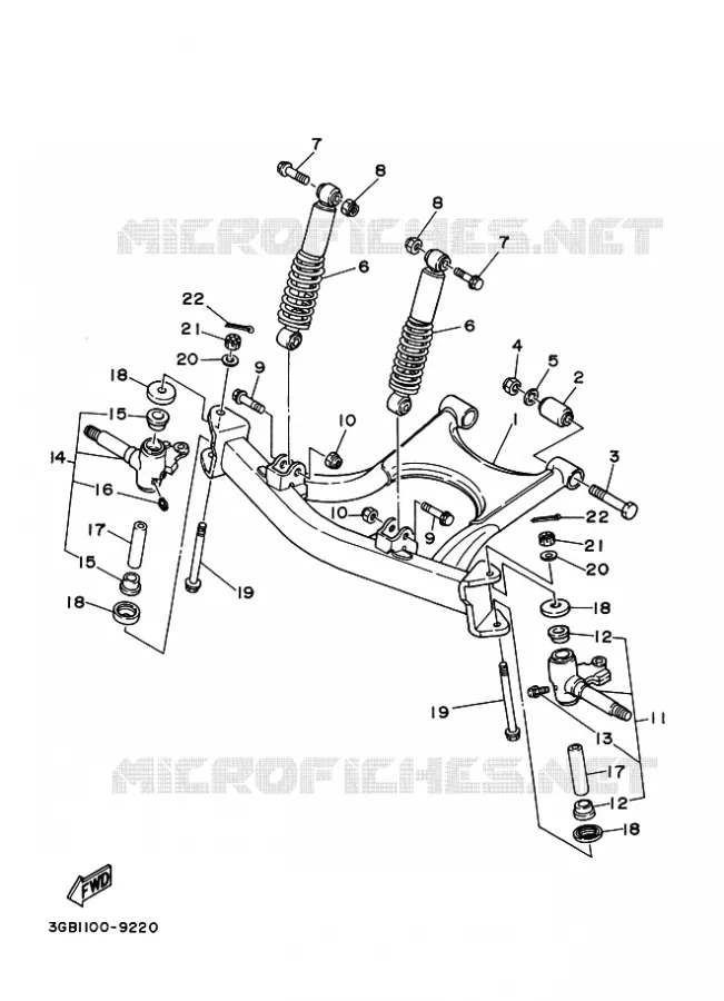 OPHANGING / WIEL VOOR Yamaha QUAD 80 1995 RAPTOR  YFM80