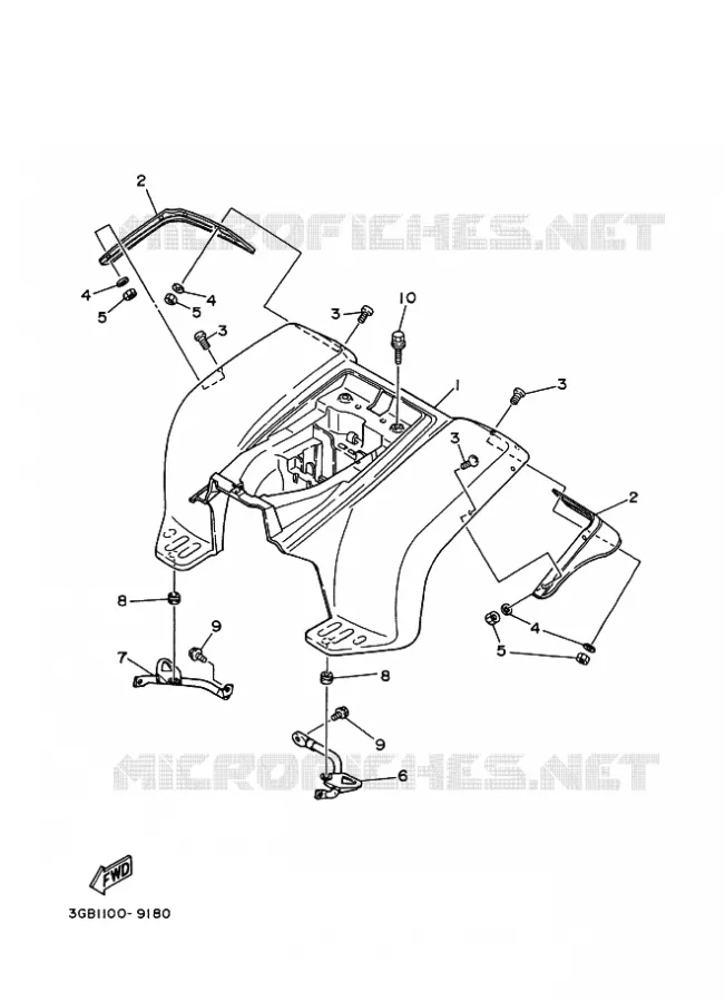 ACHTERSPATBORD  Yamaha QUAD 80 1995 RAPTOR  YFM80