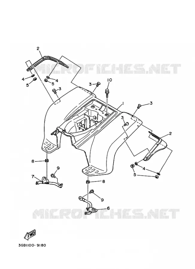 ACHTERSPATBORD  Yamaha QUAD 80 1992 RAPTOR  YFM80