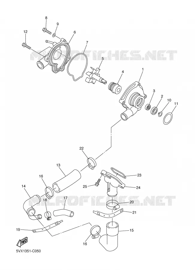 WATERPOMP / SLANGEN Yamaha MOTO 600 2007 FZ6 S2  FZ6-NHG