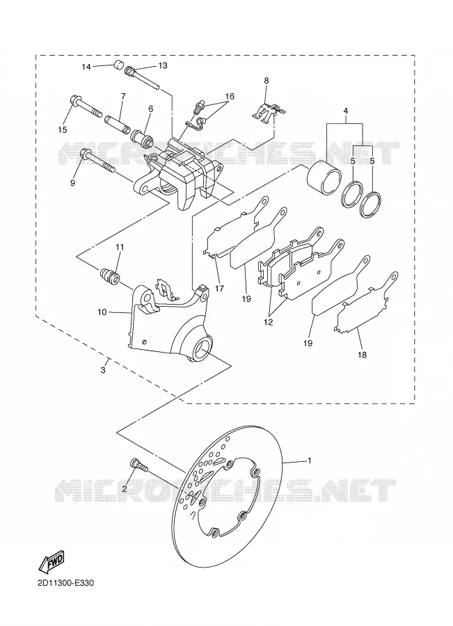 REMKLAUW ACHTER Yamaha MOTO 600 2007 FZ6 S2  FZ6-NHG