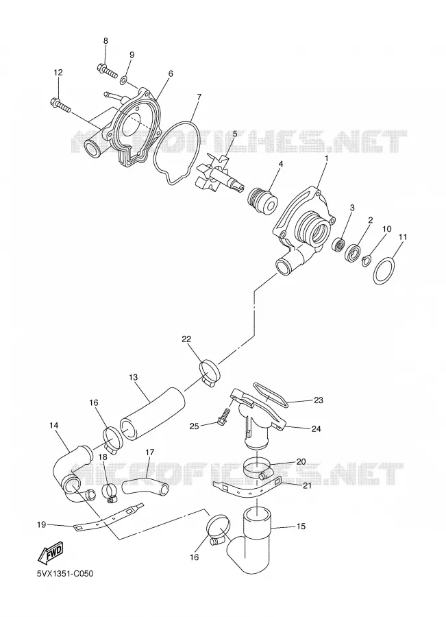 WATERPOMP / SLANGEN Yamaha MOTO 600 2005 FZ6  FZ6-NST