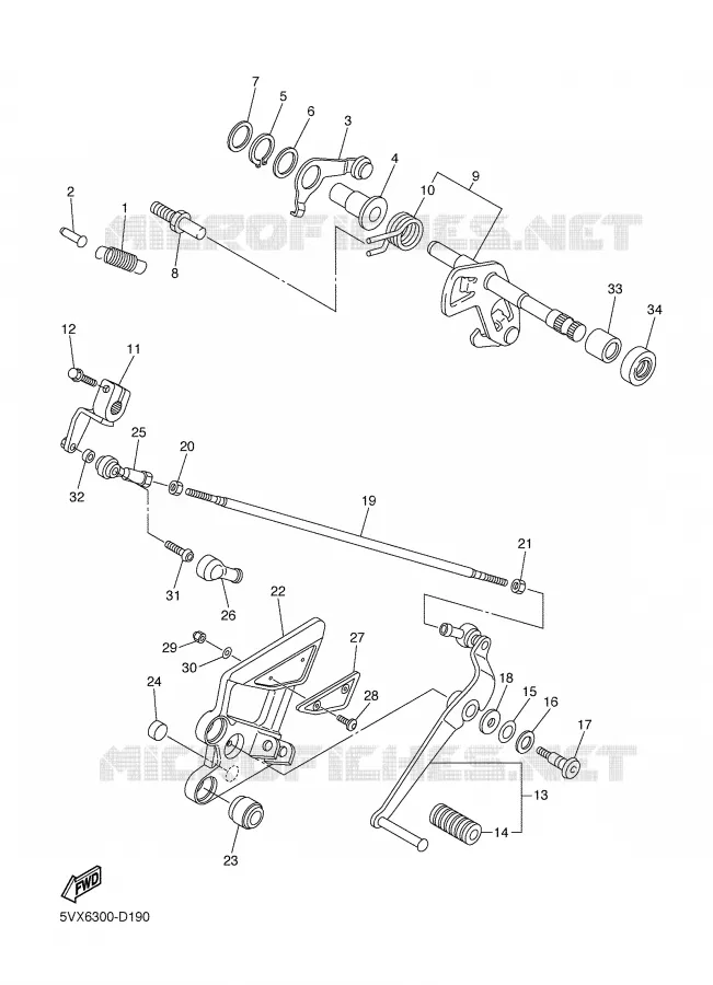 SCHAKEL STANG / PEDAAL Yamaha MOTO 600 2005 FZ6  FZ6-NST