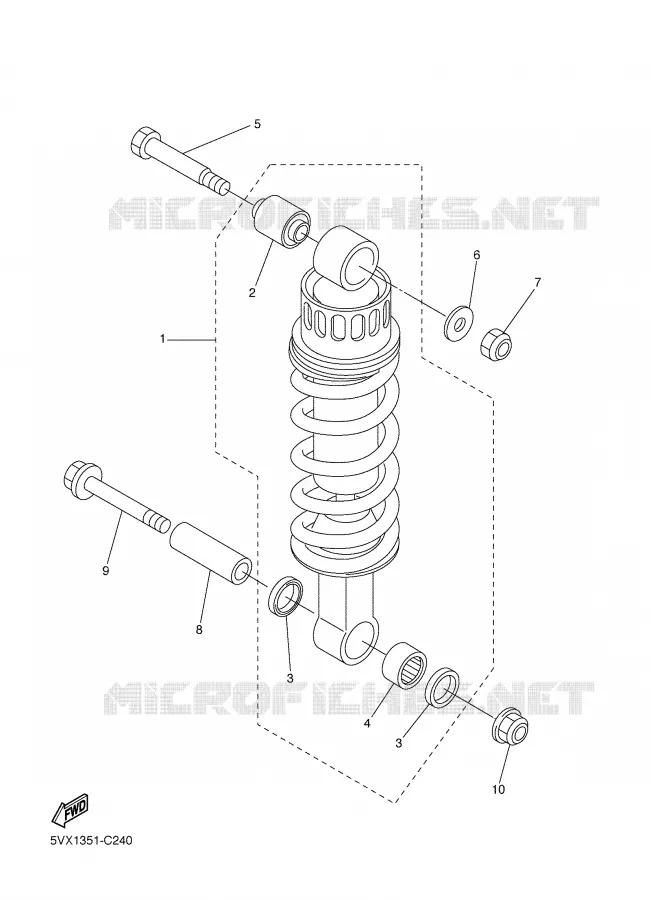 ACHTER SCHOKBREKER Yamaha MOTO 600 2005 FZ6  FZ6-NT