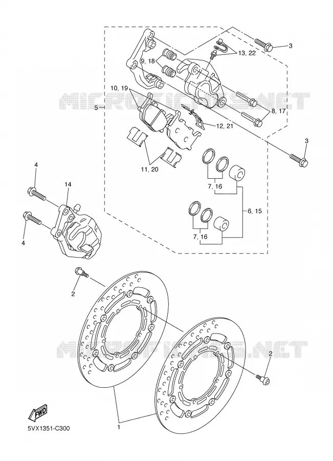 REMKLAUW VOOR Yamaha MOTO 600 2006 FZ6  FZ6-NV