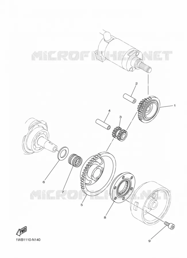 STARTMOTOR KOPPELINGS Yamaha QUAD 250 2012 RAPTOR  YFM250R YFM25RB