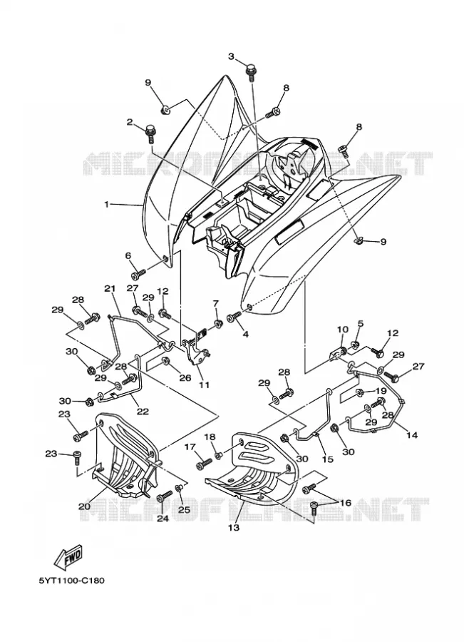 ACHTERSPATBORD  Yamaha QUAD 350 2004 RAPTOR  YFM350 YFM350S