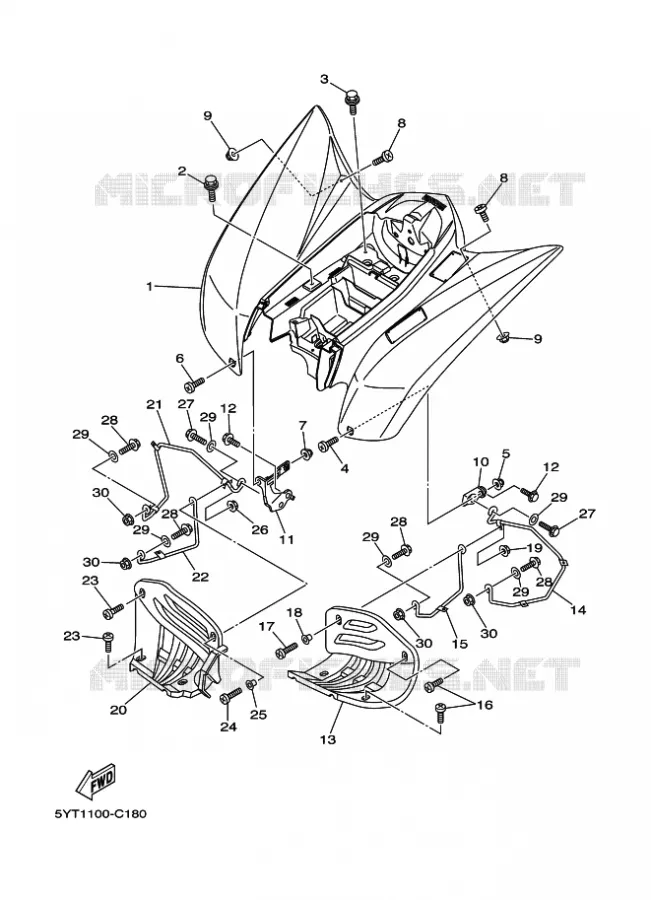 ACHTERSPATBORD  Yamaha QUAD 350 2008 RAPTOR  YFM350 YFM35RX RAPTOR 350