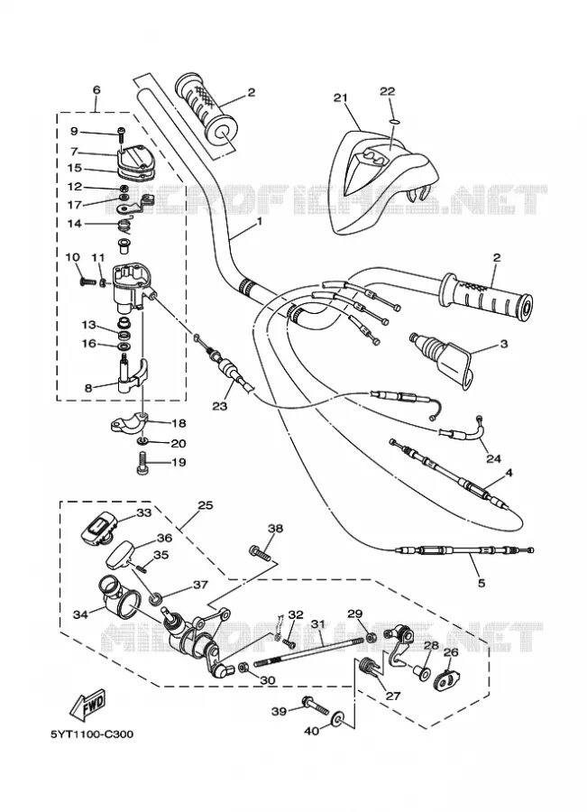 STUUR / KABEL Yamaha QUAD 350 2008 RAPTOR  YFM350 YFM35RX RAPTOR 350