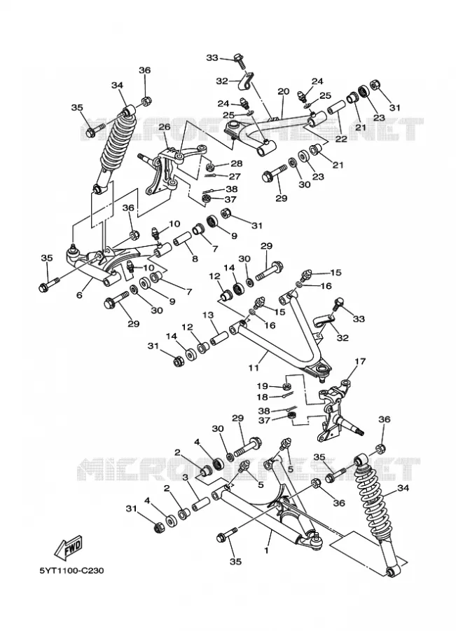 OPHANGING / WIEL VOOR Yamaha QUAD 350 2008 RAPTOR  YFM350 YFM35RX RAPTOR 350