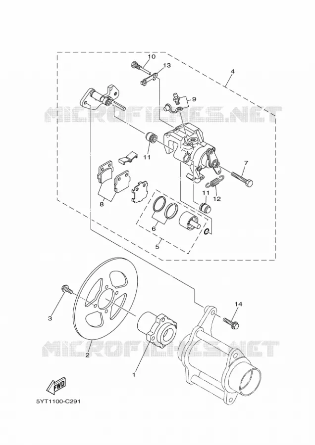 REMKLAUW ACHTER Yamaha QUAD 350 2008 RAPTOR  YFM350 YFM35RX RAPTOR 350