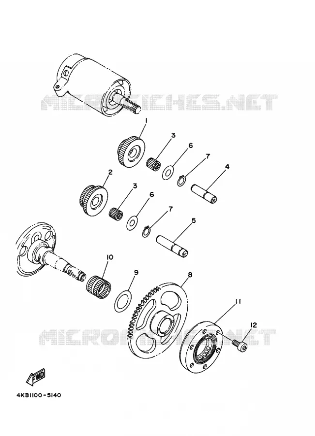 STARTMOTOR KOPPELINGS Yamaha QUAD 350 2000 WOLVERINE  YFM350FW-X