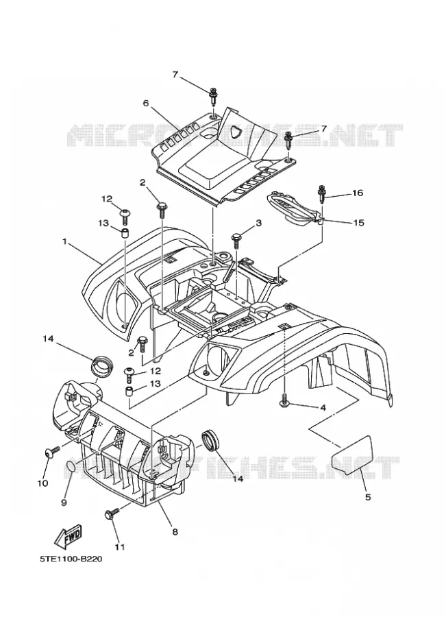 VOORSPATBORD Yamaha QUAD 400 2004 KODIAK 4WD  YFM400FWAN YFM400FAS KODIAK 4WD