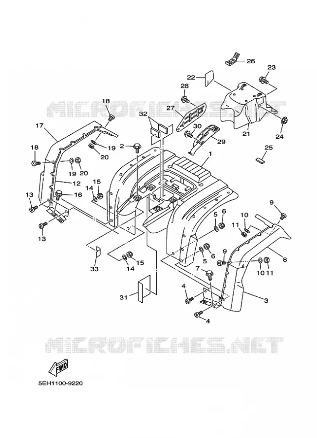 ACHTERSPATBORD  Yamaha QUAD 400 1999 YFM  YFM400FWB YFM400FWBL