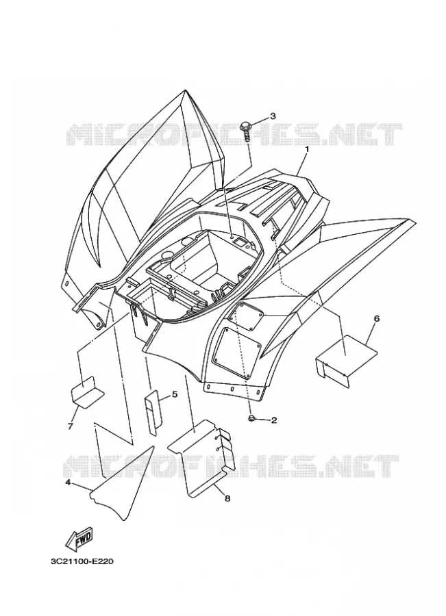 ACHTERSPATBORD  Yamaha QUAD 450 2007 WOLVERINE 4WD  YFM450FAS WOLVERINE 4WD
