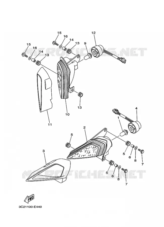 KOPLAMP Yamaha QUAD 450 2007 WOLVERINE 4WD  YFM450FAS WOLVERINE 4WD