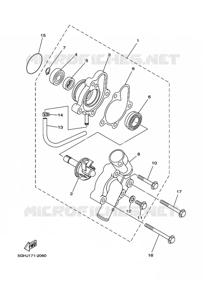 WATERPOMP / SLANGEN Yamaha QUAD 450 2007 WOLVERINE 4WD  YFM450FAS WOLVERINE 4WD