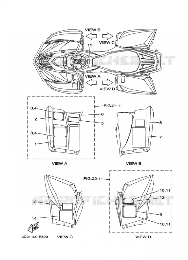 STICKER / LABEL 2 Yamaha QUAD 450 2008 WOLVERINE 4WD  YFM450FAS WOLVERINE 4WD