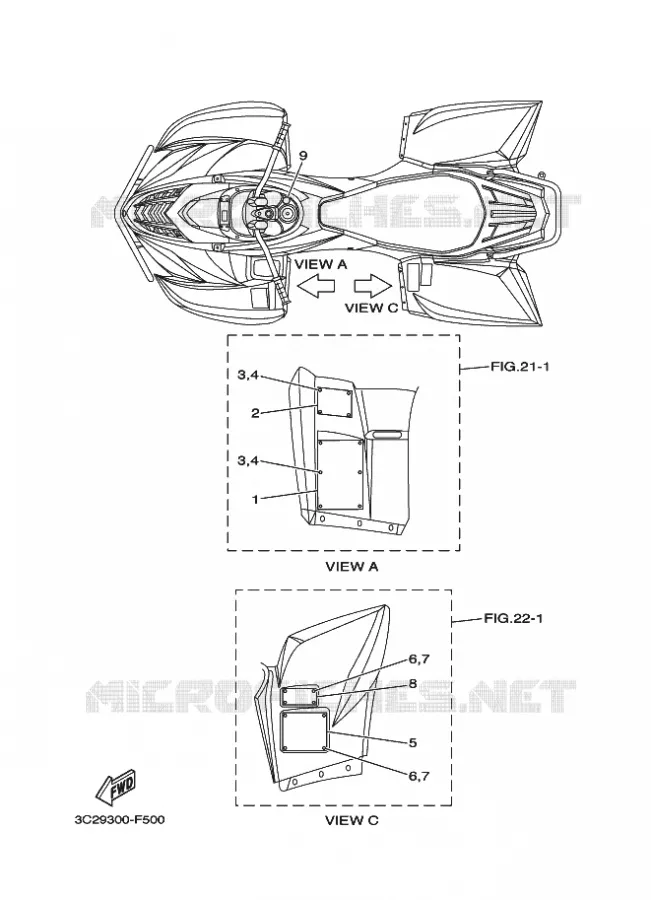 STICKER / LABEL 3 Yamaha QUAD 450 2008 WOLVERINE 4WD  YFM450FAS WOLVERINE 4WD