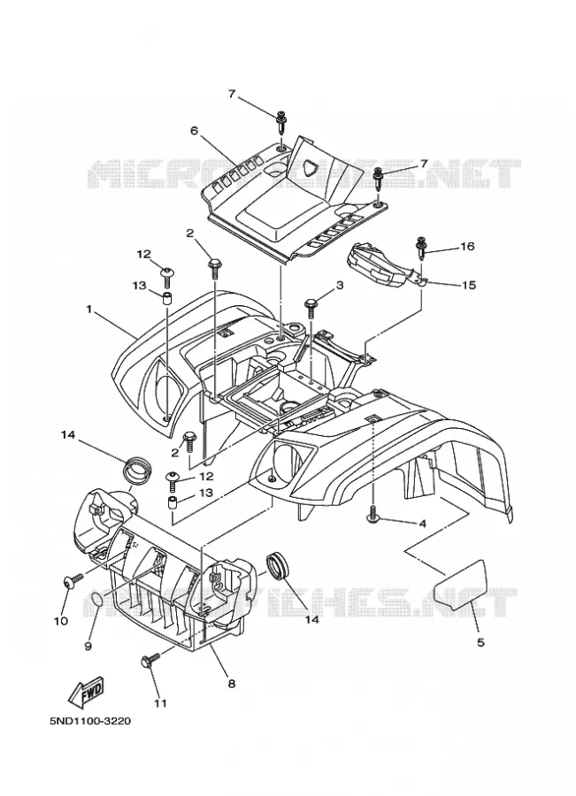 VOORSPATBORD Yamaha QUAD 450 2004 KODIAK 4WD  YFM450FWAN YFM450FAS KODIAK 4WD