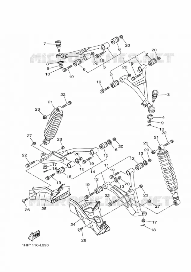 OPHANGING / WIEL VOOR Yamaha QUAD 550 2012 GRIZZLY  YFM550FWAD YFM5FGPHB