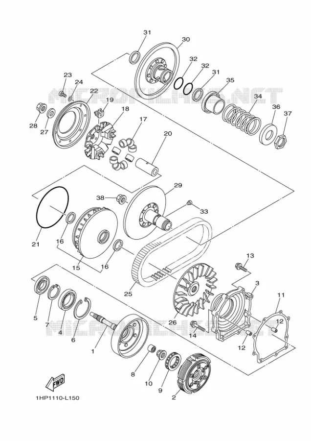 STARTMOTOR KOPPELINGS Yamaha QUAD 550 2012 GRIZZLY  YFM550FWAD YFM5FGPHB