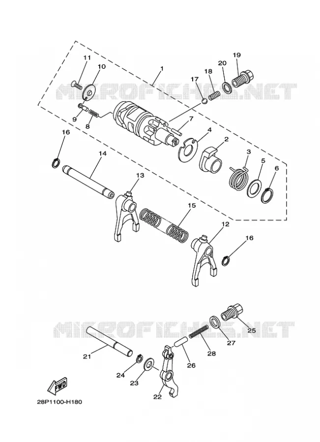 SCHAKELWALS Yamaha QUAD 550 2013 GRIZZLY  YFM550FWAD YFM5FGPLED