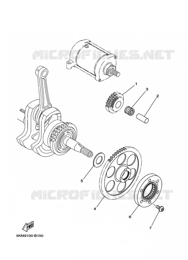 STARTMOTOR KOPPELINGS Yamaha QUAD 660 2004 GRIZZLY  YFM660FWA YFM660FS GRIZZLY