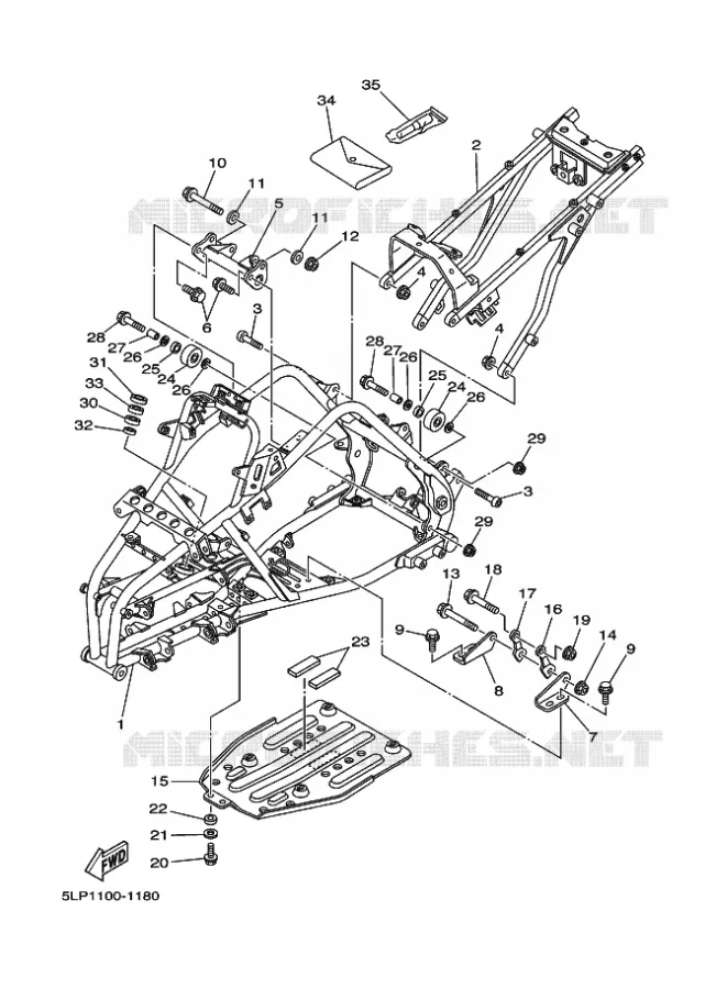 FRAME Yamaha QUAD 660 2001 RAPTOR  YFM660R YFM660RN