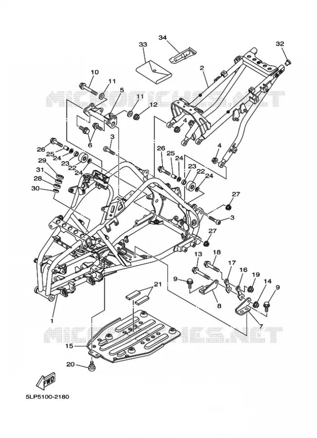 FRAME Yamaha QUAD 660 2002 RAPTOR  YFM660R YFM660RP