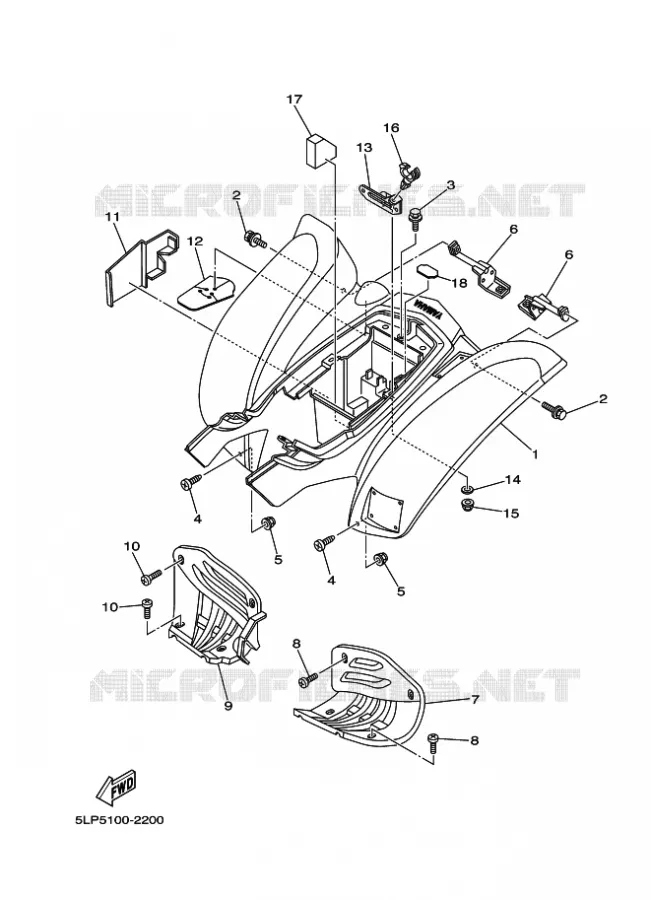 ACHTERSPATBORD  Yamaha QUAD 660 2004 RAPTOR  YFM660R YFM660RS