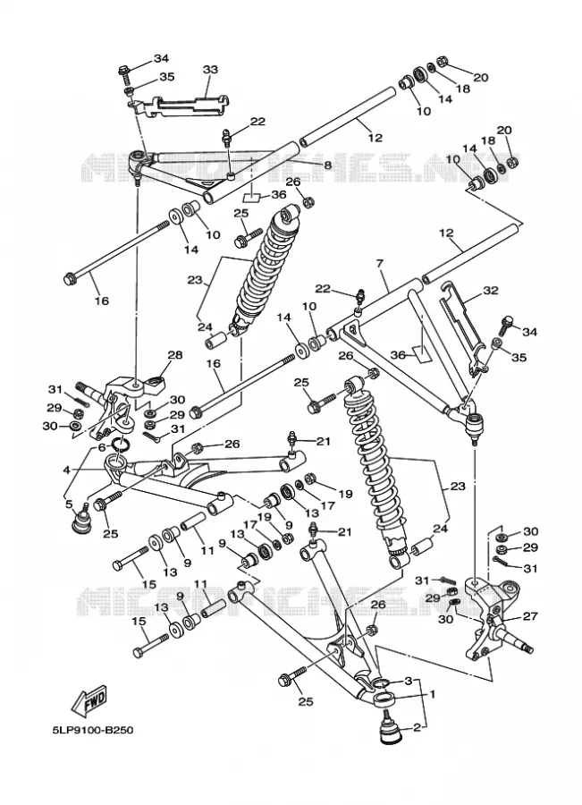 OPHANGING / WIEL VOOR Yamaha QUAD 660 2005 RAPTOR  YFM660R YFM660RT