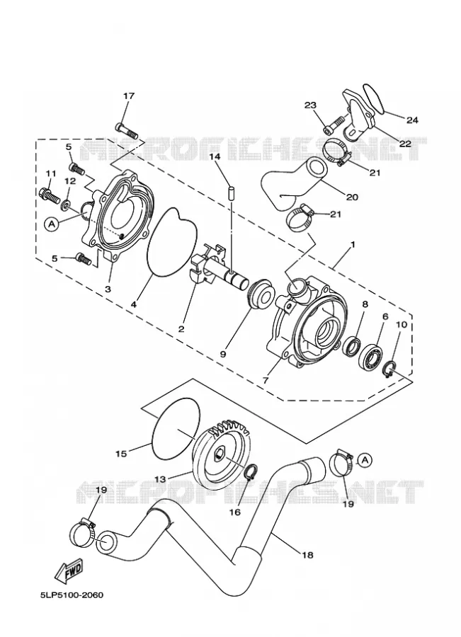 WATERPOMP / SLANGEN Yamaha QUAD 660 2005 RAPTOR  YFM660R YFM660RT