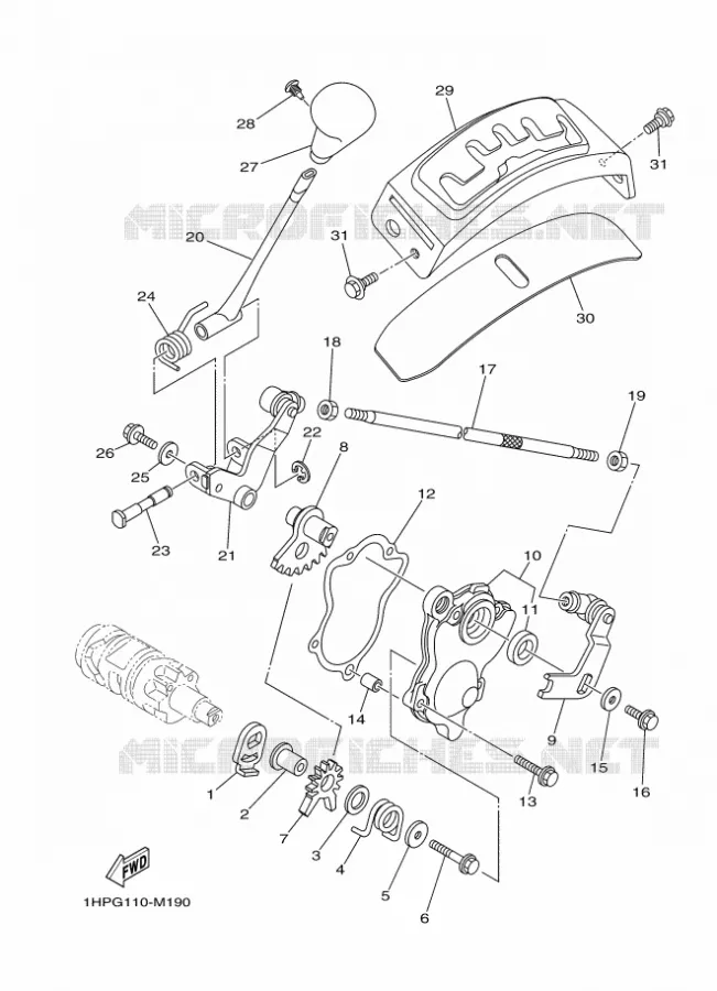 SCHAKEL STANG / PEDAAL Yamaha QUAD 700 2013 GRIZZLY  YFM700FWA YFM7FGD