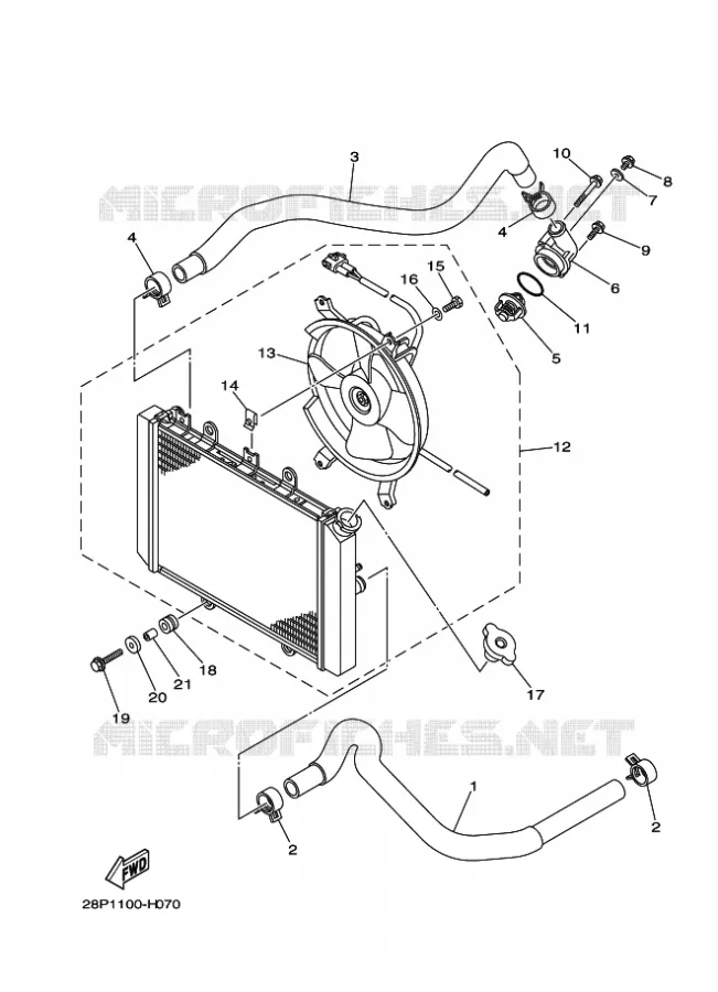 RADIATEUR / SLANG Yamaha QUAD 700 2009 GRIZZLY  YFM450FWAD