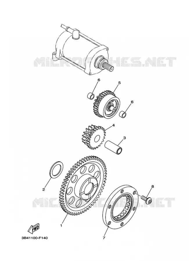 STARTMOTOR KOPPELINGS Yamaha QUAD 700 2010 GRIZZLY  YFM700FWAD