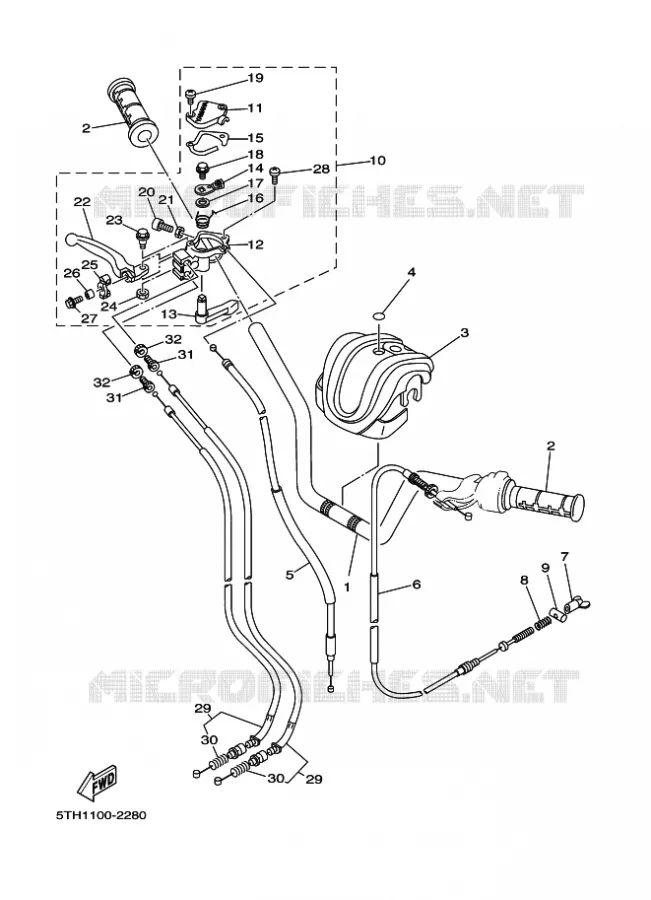 STUUR / KABEL Yamaha QUAD 80 2004 RAPTOR  YFM80W YFM80WS