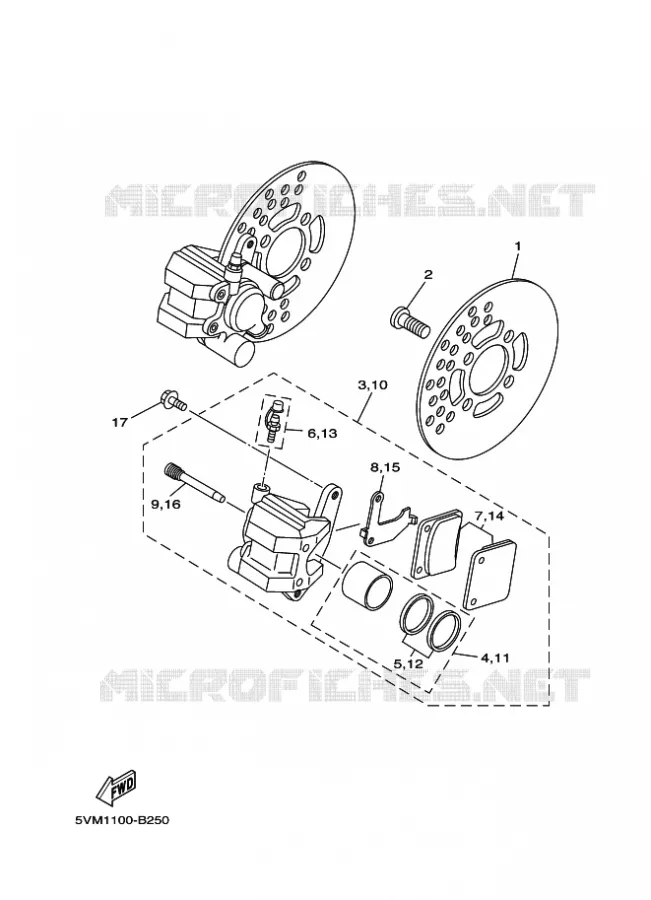 REMKLAUW VOOR Yamaha QUAD 200 2007 BLASTER  YFS200 BLASTER