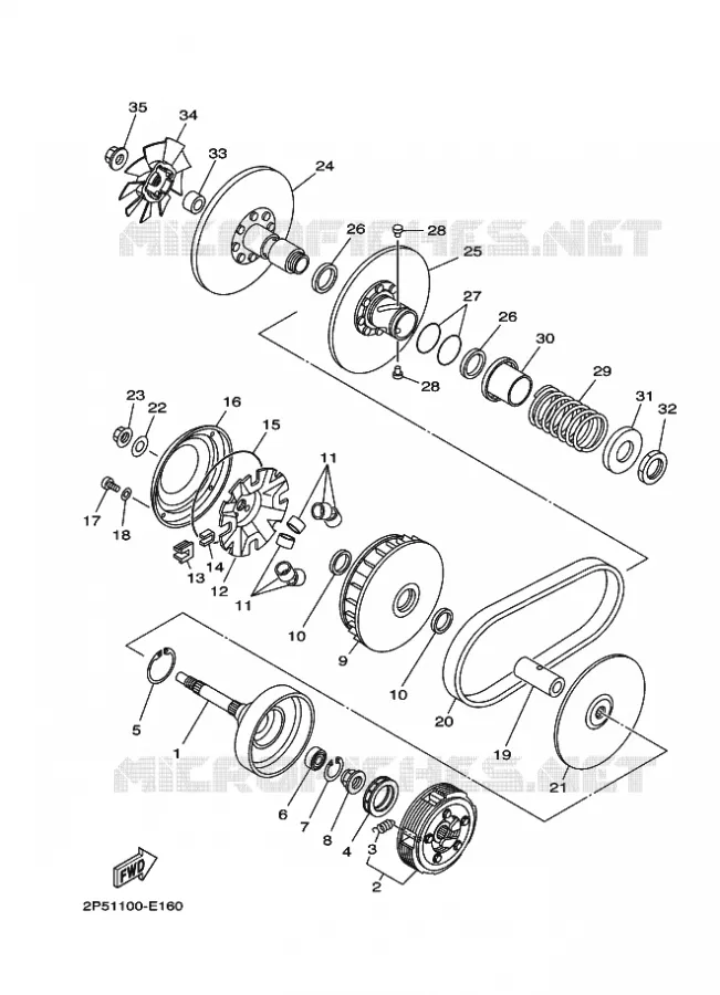STARTMOTOR KOPPELINGS Yamaha SIDE BY SIDE 450 2006 RHINO  YXR450F YXR45FAV RHINO 450