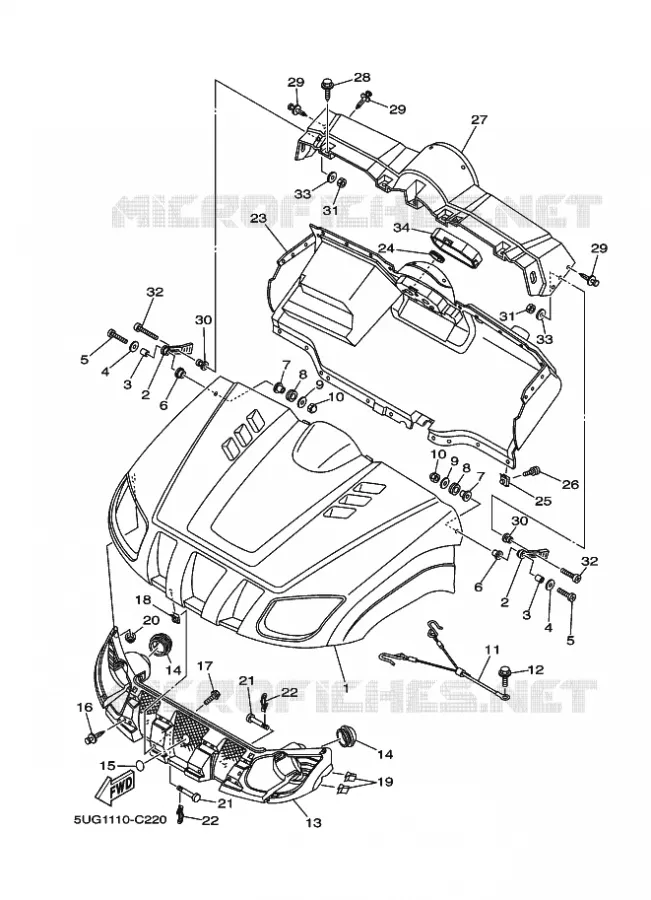 VOORSPATBORD Yamaha SIDE BY SIDE 660 2004 RHINO  YXR660F YXR660FAS RHINO 660
