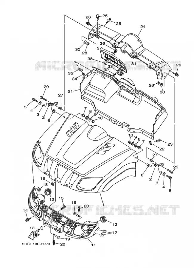 VOORSPATBORD Yamaha SIDE BY SIDE 660 2007 RHINO  YXR660F YXR66FW RHINO