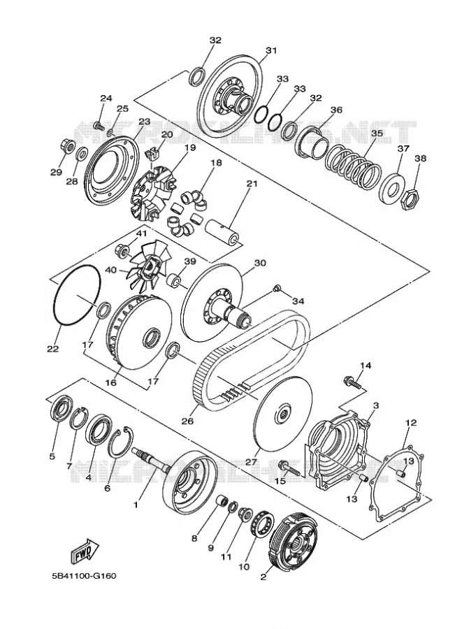 STARTMOTOR KOPPELINGS Yamaha SIDE BY SIDE 700 2008 RHINO  YXR700F YXR70FSP2X RHINO 700 FI