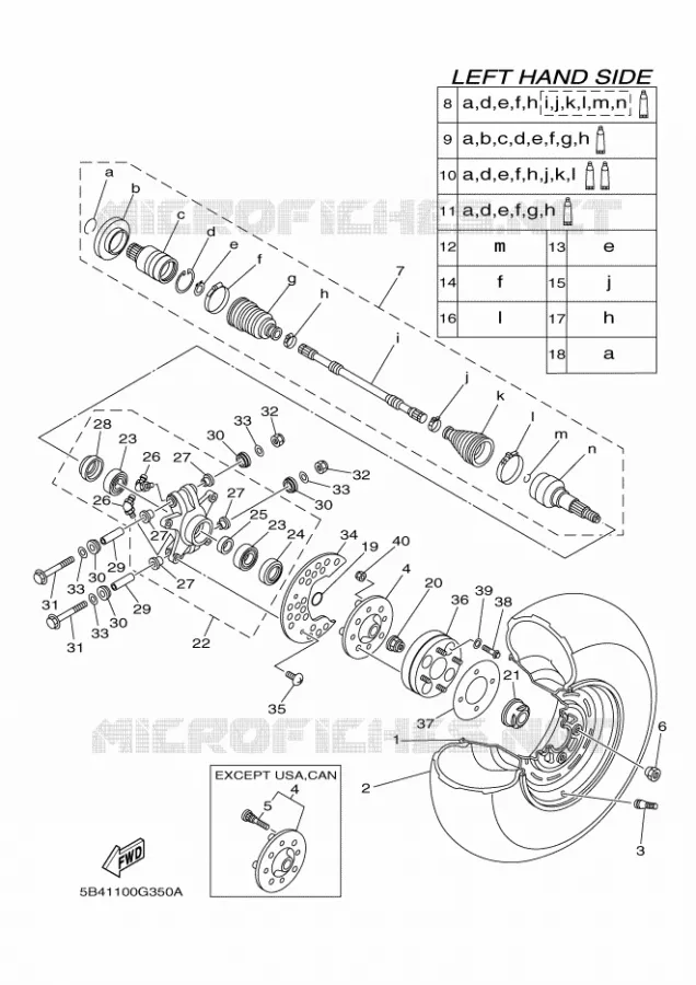 ACHTERWIEL Yamaha SIDE BY SIDE 700 2009 RHINO  YXR700F YXR70FY RHINO 700 FI