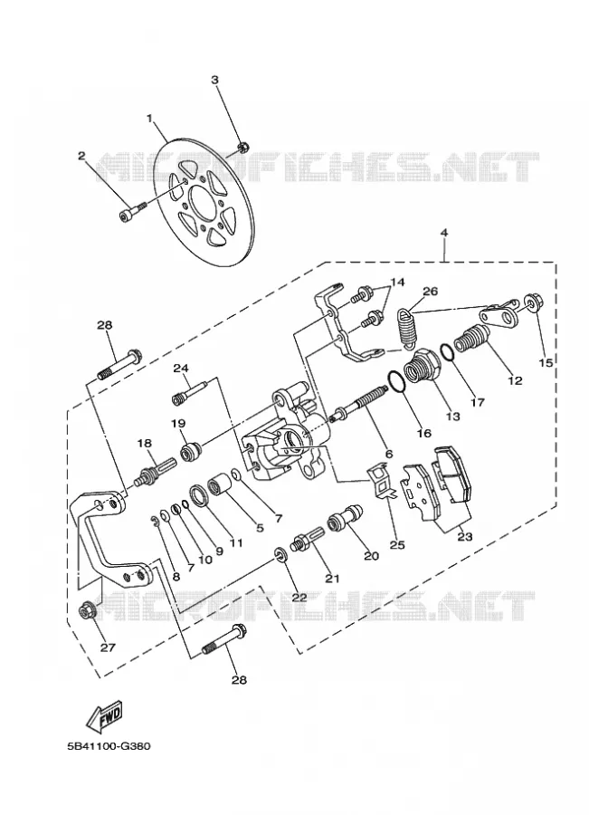 REMKLAUW ACHTER 2 Yamaha SIDE BY SIDE 700 2012 RHINO  YXR700F YXR7FSPB