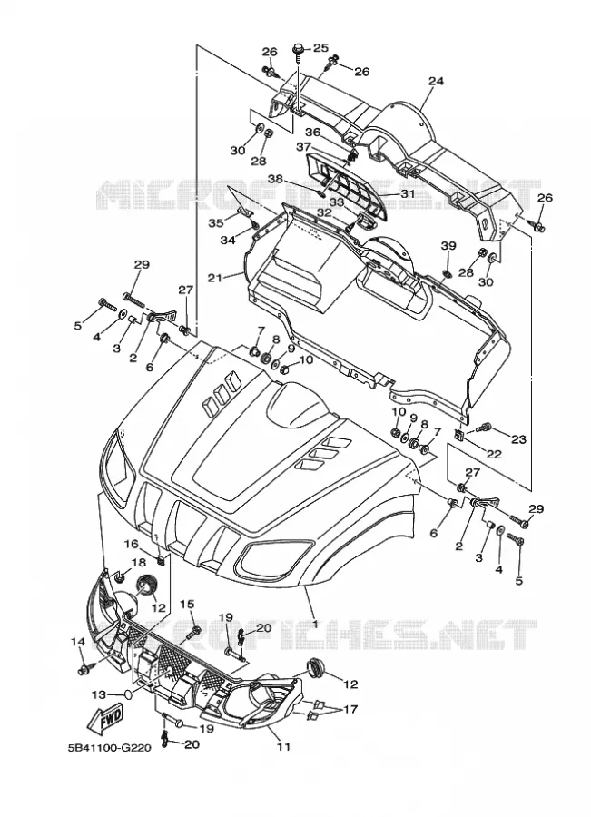 VOORSPATBORD Yamaha SIDE BY SIDE 700 2013 RHINO  YXR700F YXR7FD