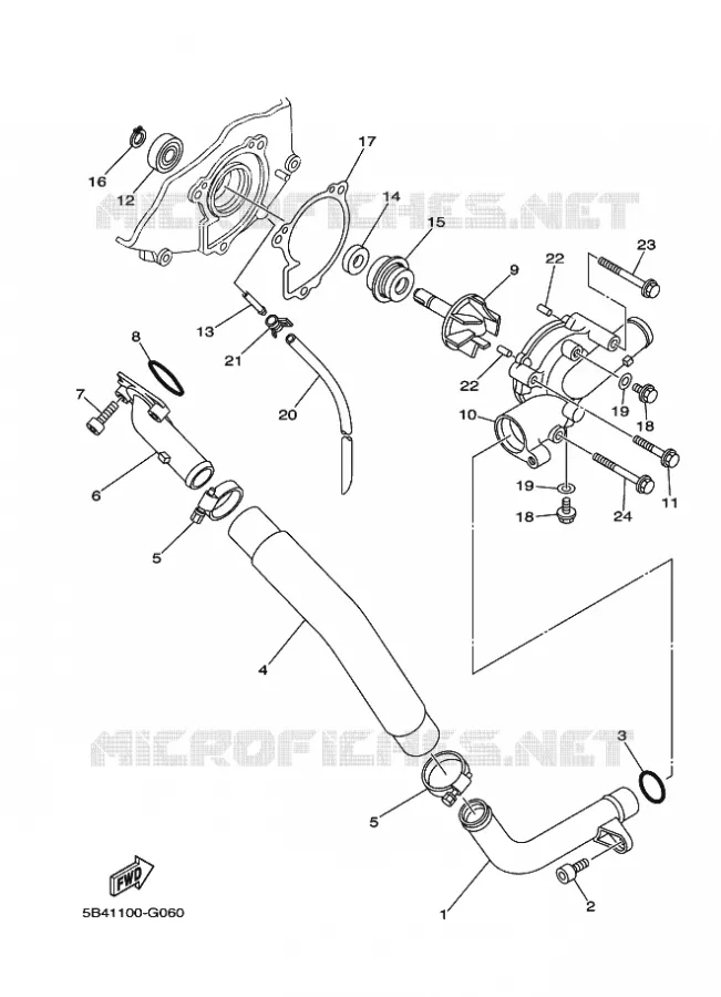 WATERPOMP / SLANGEN Yamaha SIDE BY SIDE 700 2013 RHINO  YXR700F YXR7FD